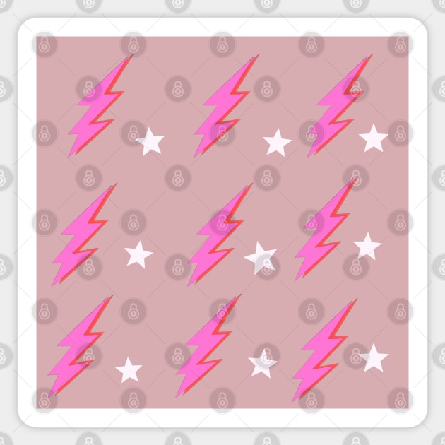 Pale Pink Lightening Bolts and Stars Sticker by funhousejen